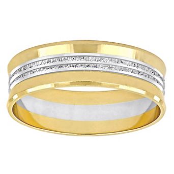 Stella Grace 10k Two Tone 6 mm Center Motif Wedding Band