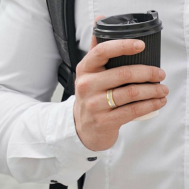 Stella Grace 10k Two Tone Men's 6 mm Center Motif Wedding Band