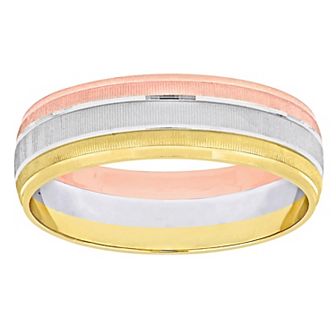 Stella Grace Tri-Tone 14k Gold 6 mm Wedding Band