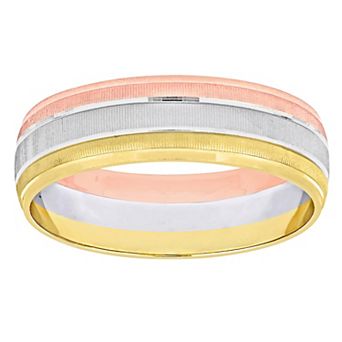 Stella Grace Tri-Tone 14k Gold 6 mm Wedding Band