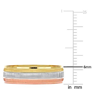 Stella Grace Tri-Tone 14k Gold 6 mm Wedding Band