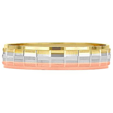 Stella Grace Tri-Tone 10k Gold 4 mm Woven Motif Wedding Band