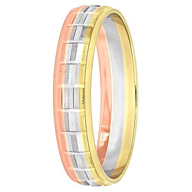 Stella Grace Tri-Tone 10k Gold 4 mm Woven Motif Wedding Band