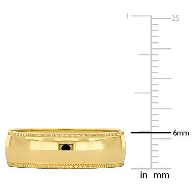Stella Grace 10k Gold Men's 6 mm Milgrain Edge Wedding Band