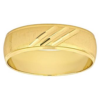Stella Grace 10k Gold Men's 6 mm Striped Brushed Finish Wedding Band