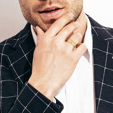 Stella Grace 10k Gold Men's 6 mm Striped Brushed Finish Wedding Band