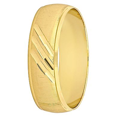 Stella Grace 10k Gold Men's 6 mm Striped Brushed Finish Wedding Band