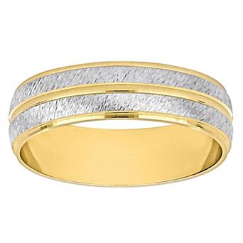 Stella Grace Two Tone 14k Gold Men's 6 mm Double Row Band