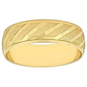 Stella Grace 10k Gold Men's 6 mm Textured Striped Wedding Band