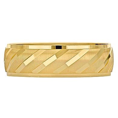 Stella Grace 10k Gold Men's 6 mm Textured Striped Wedding Band