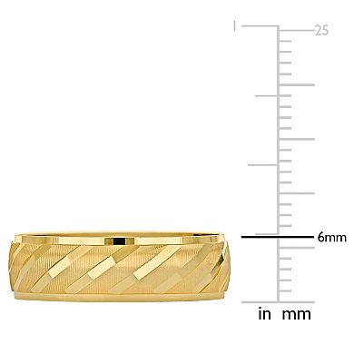 Stella Grace 10k Gold Men's 6 mm Textured Striped Wedding Band