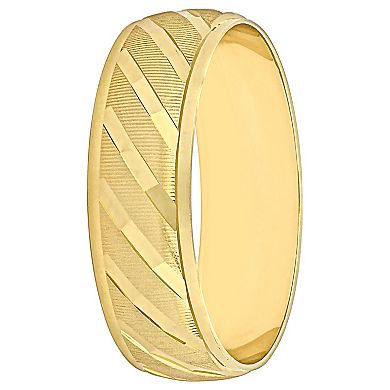 Stella Grace 10k Gold Men's 6 mm Textured Striped Wedding Band