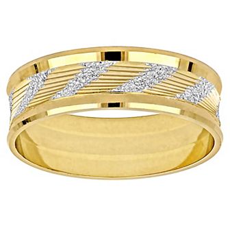 Stella Grace Two Tone 14k Gold Ribbed & Striped Wedding Band