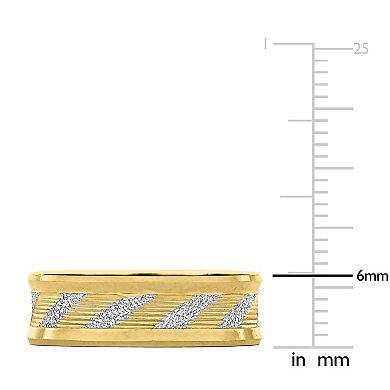 Stella Grace Two Tone 14k Gold Ribbed & Striped Wedding Band