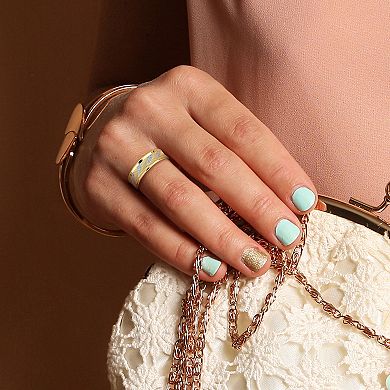 Stella Grace Two Tone 14k Gold Ribbed & Striped Wedding Band