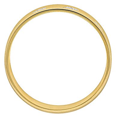 Stella Grace Two Tone 14k Gold Men's 6 mm Ribbed & Striped Wedding Band