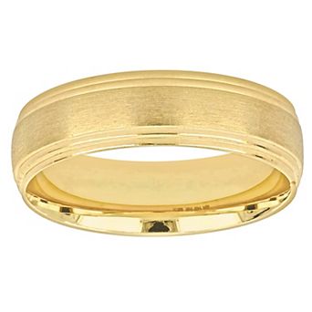 Stella Grace 10k Gold Men's 6 mm Brushed Finish Beveled Edge Wedding Band