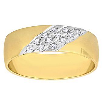 Stella Grace Two Tone 10k Gold Men's 6 mm Triple Row Cubic Zirconia Wedding Band