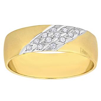 Stella Grace Two Tone 10k Gold Men's 6 mm Triple Row Cubic Zirconia Wedding Band