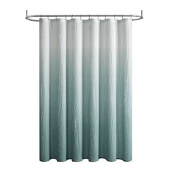 Kate Aurora Spa Essential Aqua Crushed Ombre Fabric Shower Curtain