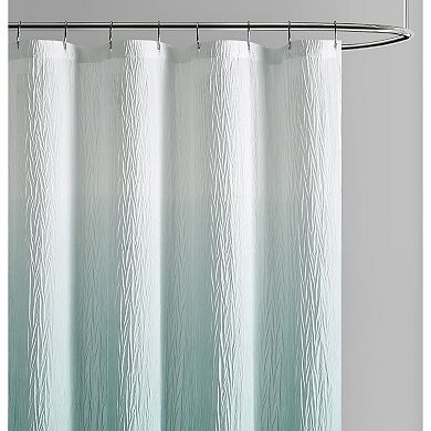 Kate Aurora Spa Essential Aqua Crushed Ombre Fabric Shower Curtain