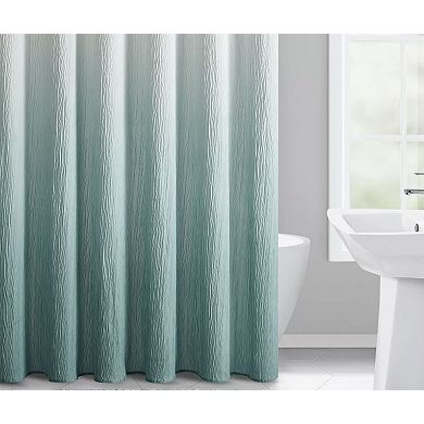 Kate Aurora Spa Essential Aqua Crushed Ombre Fabric Shower Curtain