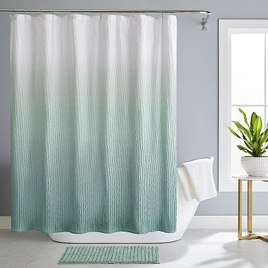 Kate Aurora Spa Essential Aqua Crushed Ombre Fabric Shower Curtain
