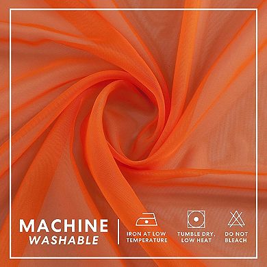 Goodgram Basics Bright Orange 2 Piece Grommet Top Translucent Sheer Voile Window Curtain Panels