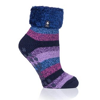 Women's Heat Holders Original 7X Warmer Stripe Lounge Socks With Grippers