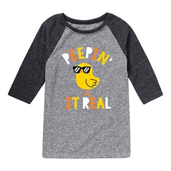 Boys 8-20 Peepin It Real Raglan Graphic Tee