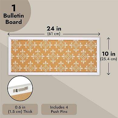 Decorative Cork Boards for Walls, Framed Tack Bulletin Board, 10 x 24 in