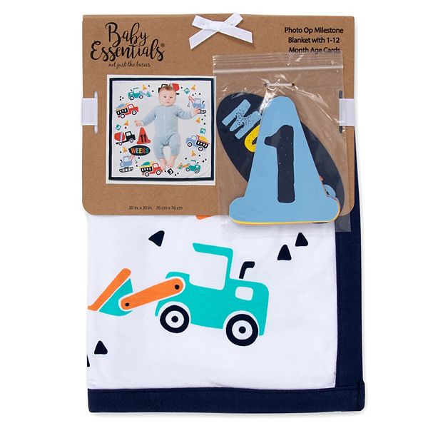 Baby essentials photo store op milestone blanket