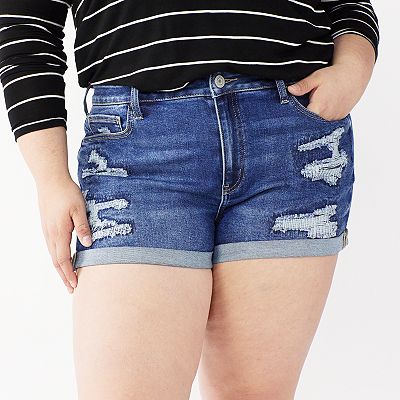 Juniors Plus Size SO High Rise Shortie Shorts