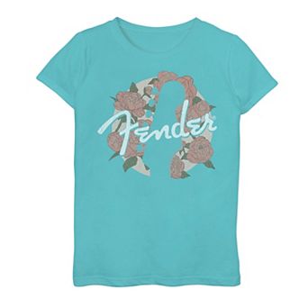 Girls Fender Floral Circle Guitar Silhouette Graphic Tee
