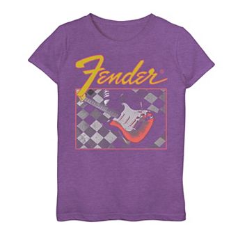 Girls 7-16 Fender Guitar Checkers Tee