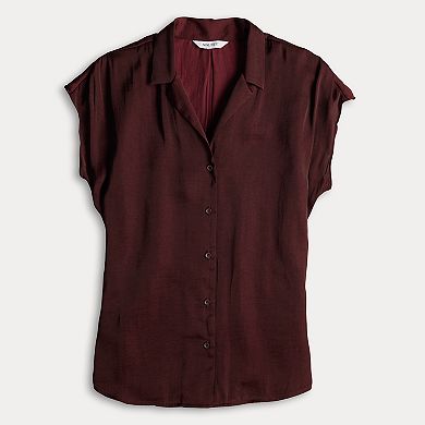 Women's Nine West Short Sleeve Easy Lapel Shirt