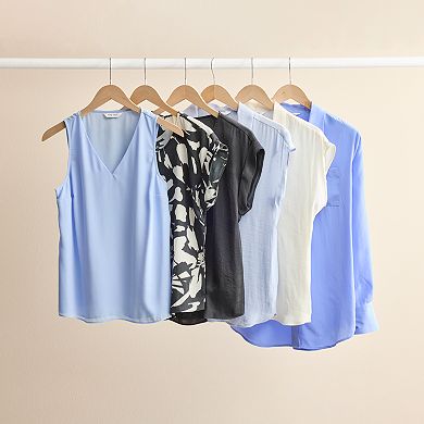 Women's Nine West Short Sleeve Easy Lapel Shirt