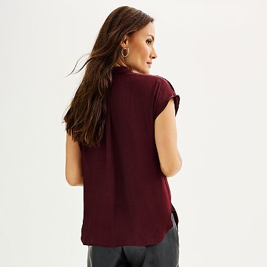 Women's Nine West Short Sleeve Easy Lapel Shirt