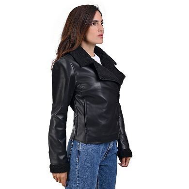 Women's Lee® Faux Leather With Faux Shearling Lining Biker Jacket