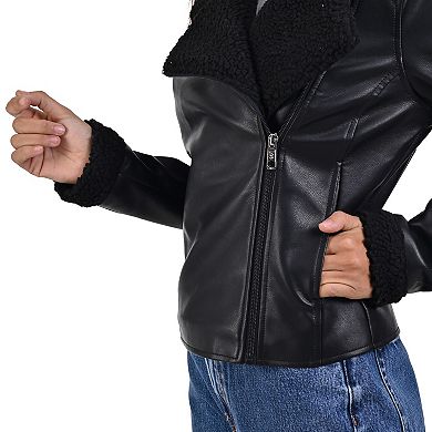 Women's Lee® Faux Leather With Faux Shearling Lining Biker Jacket
