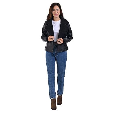 Women's Lee® Faux Leather With Faux Shearling Lining Biker Jacket