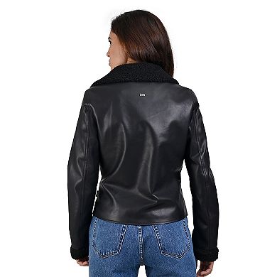 Women's Lee® Faux Leather With Faux Shearling Lining Biker Jacket