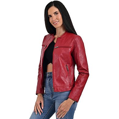 Women's Lee® Cafe Racer Faux Leather Jacket
