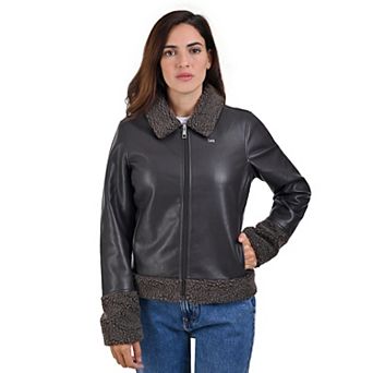 Women's Lee® Faux Leather With Faux Shearling Trim Casual Jacket