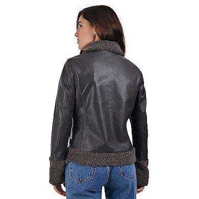 Women's Lee® Faux Leather With Faux Shearling Trim Casual Jacket