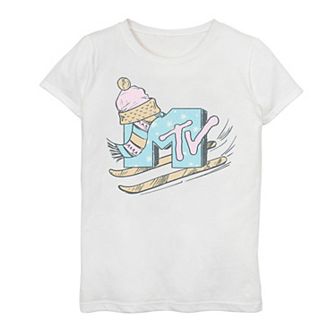 Girls 7-16 MTV Music Television Snow Ski Logo Tee