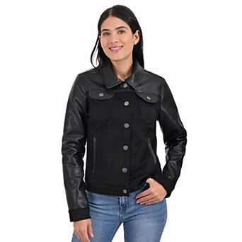 Women's Wrangler Faux Leather Trucker Jacket