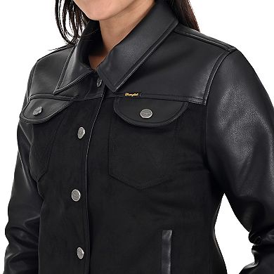 Women's Wrangler Faux Leather Trucker Jacket