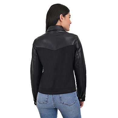 Women's Wrangler Faux Leather Trucker Jacket