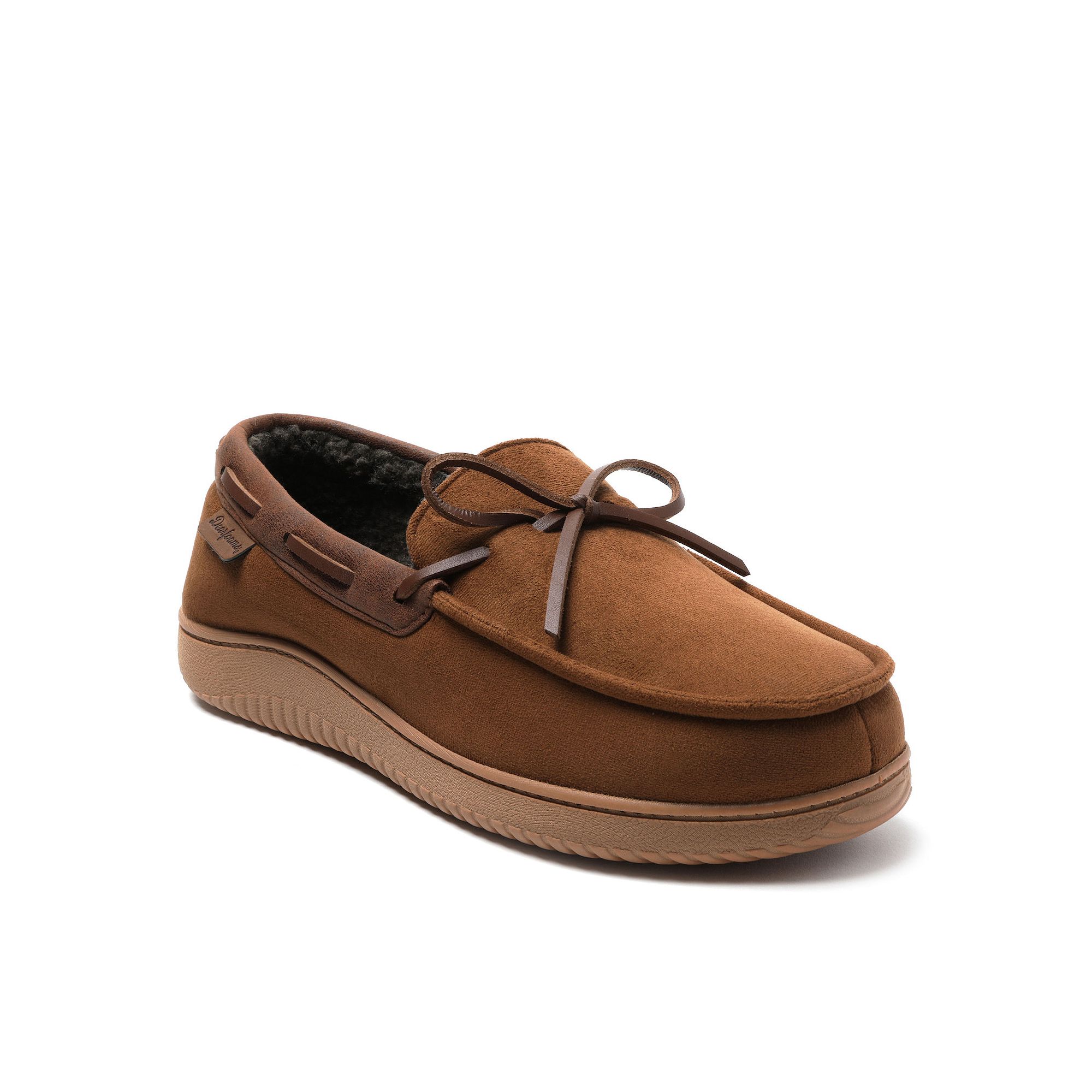 Dearfoams Pierce Mens Faux Suede Moccasin Slippers, Size: Small, Brown